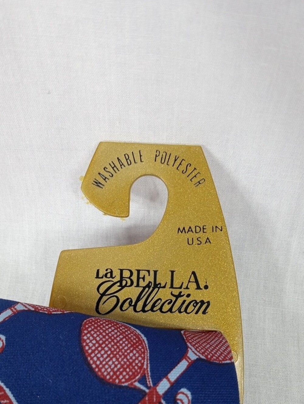 Navy Tie with Red Tennis Racket Motif - Picture 2 of 7